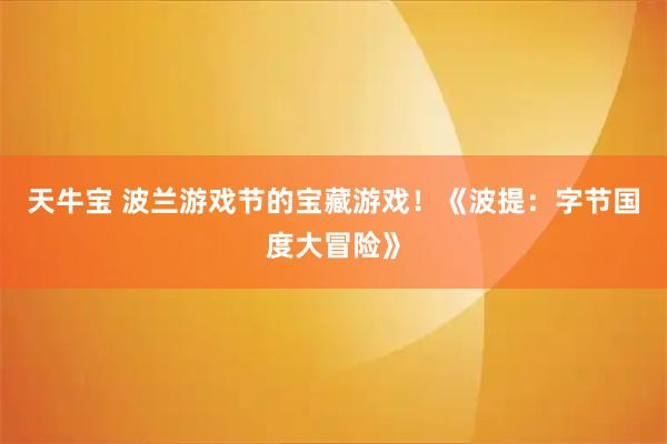 天牛宝 波兰游戏节的宝藏游戏！《波提：字节国度大冒险》